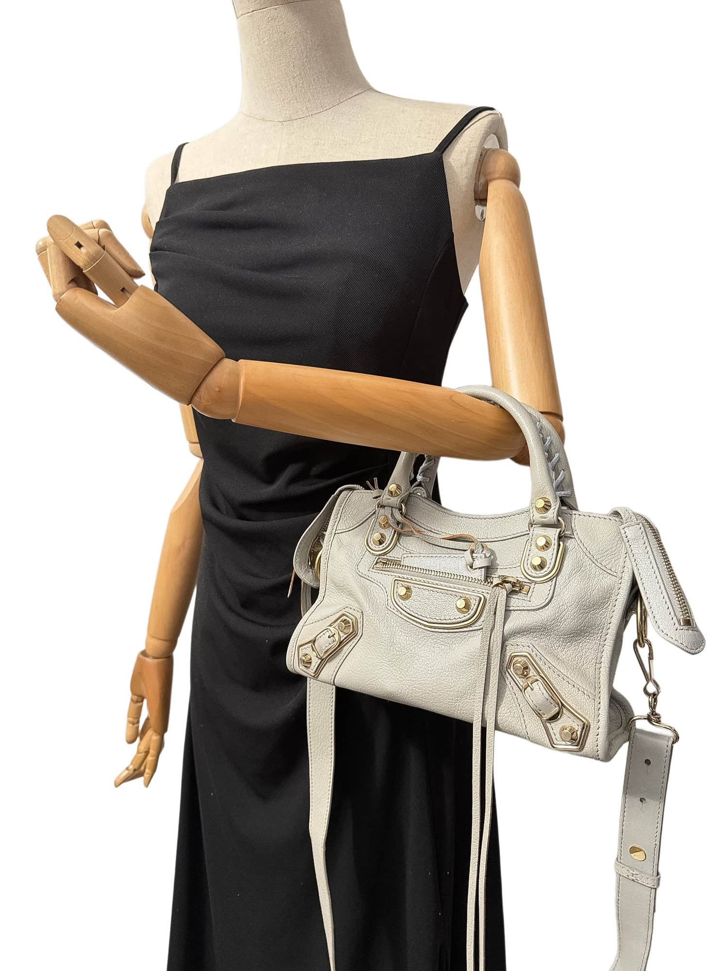 Balenciaga Grey Mini City Leather Handbag - Image 15