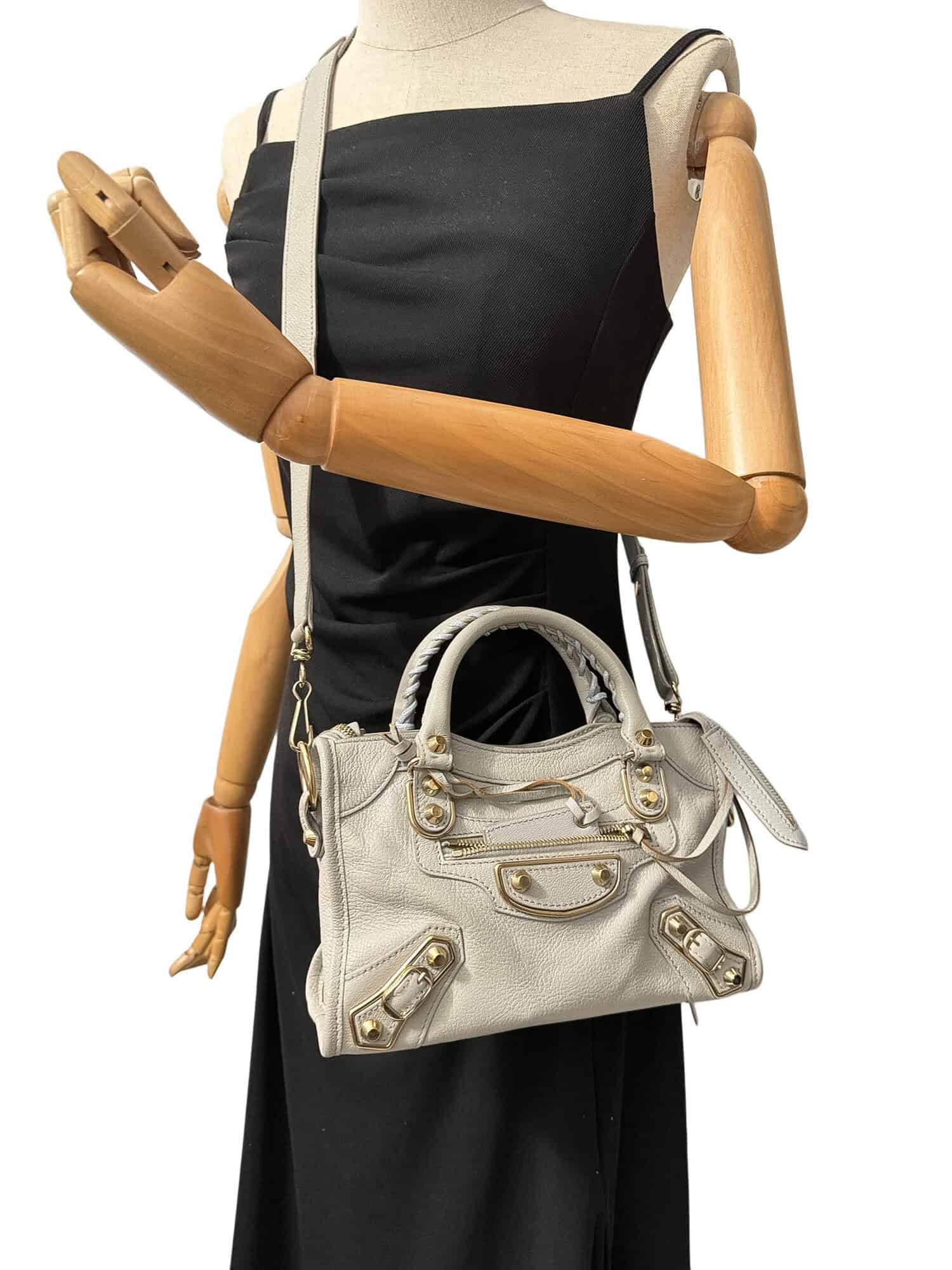 Balenciaga Grey Mini City Leather Handbag - Image 16