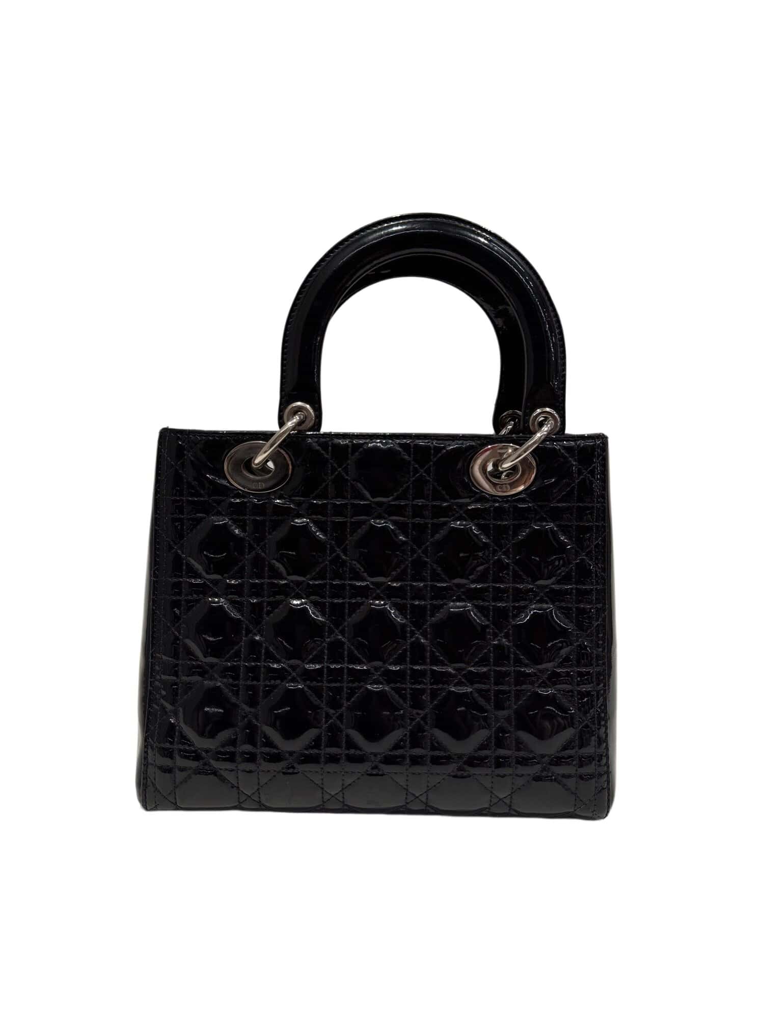 Dior Black Lady Dior Patent Leather Handbag Medium Size - Image 3