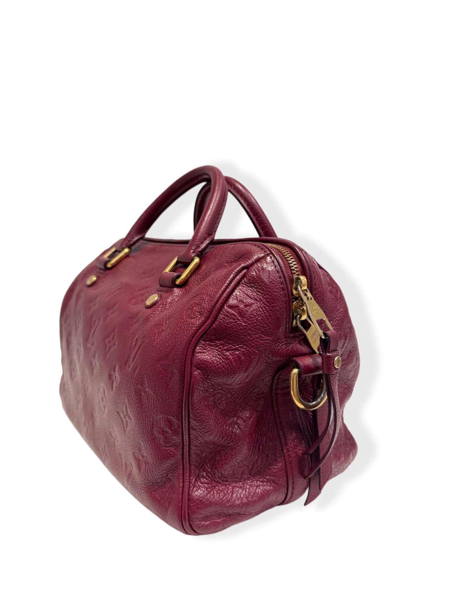 Louis Vuitton Burgundy Soft Speedy 25 Leather Handbag - Image 4