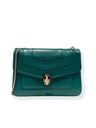 Bvlgari Green Serpenti Leather Handbag