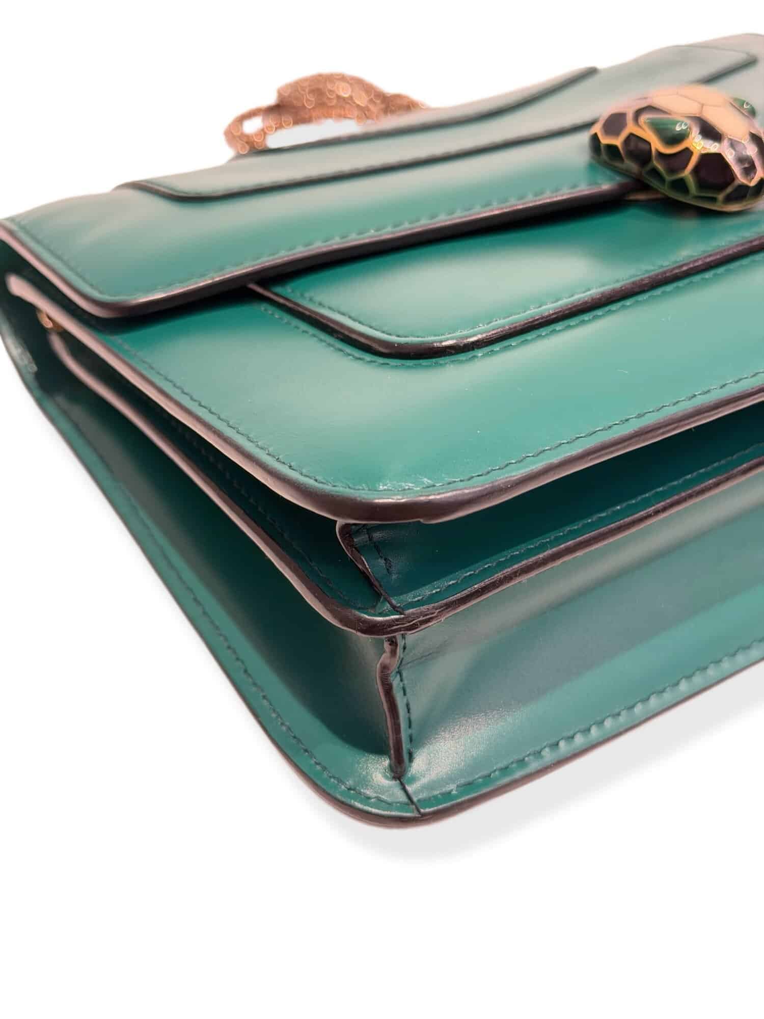Bvlgari Green Serpenti Leather Handbag - Image 7