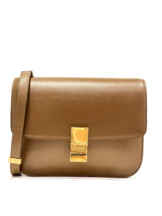 Celine Brown Classic Leather Handbag Medium Size
