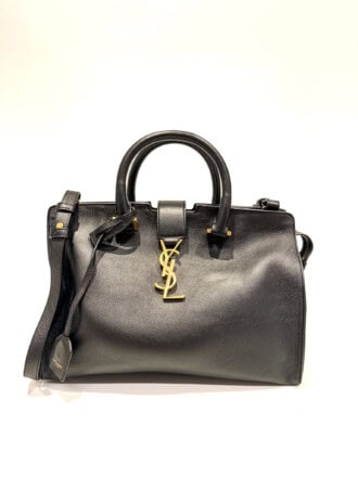 Saint Laurent Black Monogram Cabas Leather Handbag