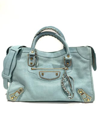 Balenciaga Light Blue City Leather Handbag