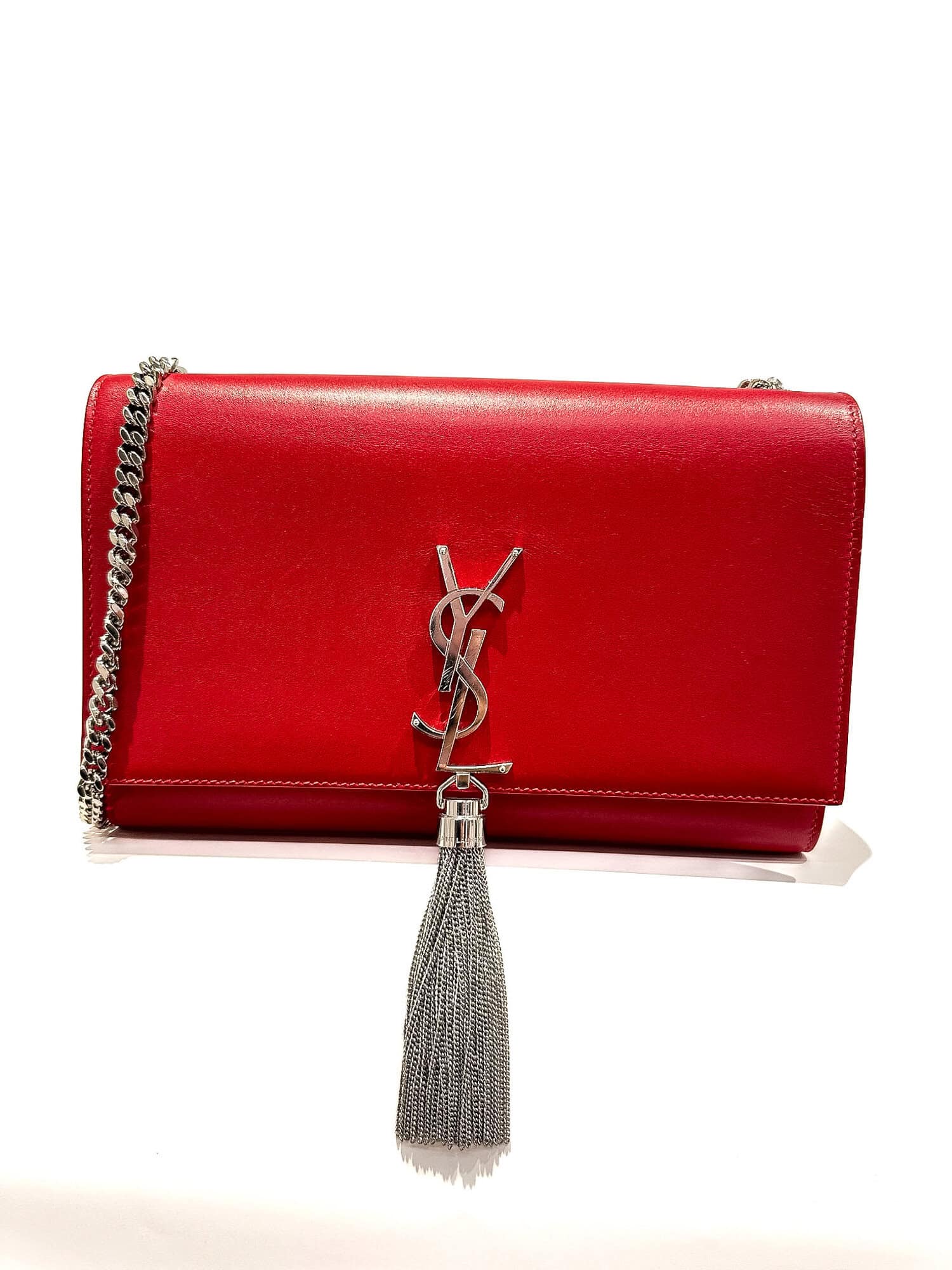 Saint Laurent Red Pompom Kate leather handbag