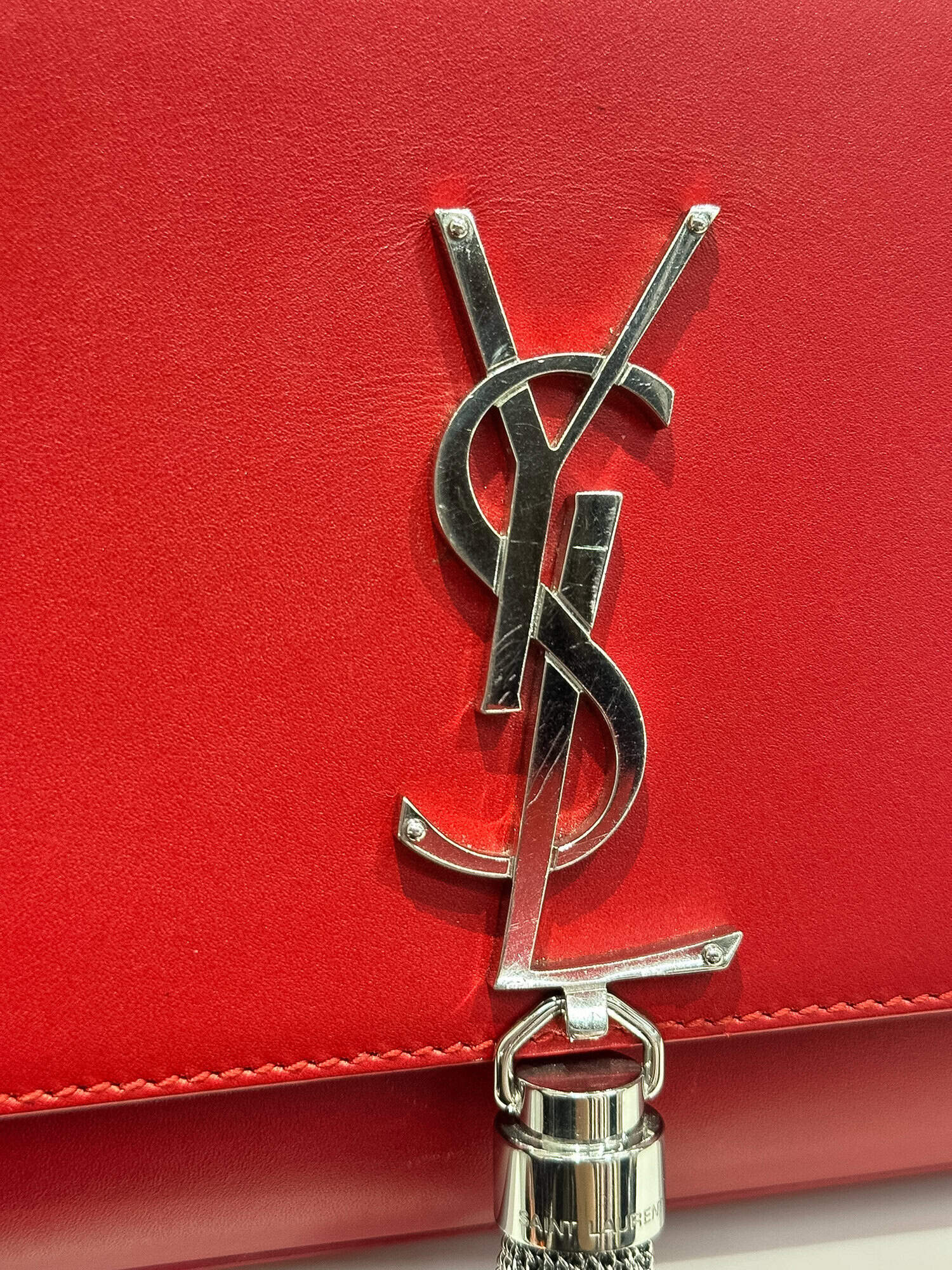 Saint Laurent Red Pompom Kate leather handbag - Image 12