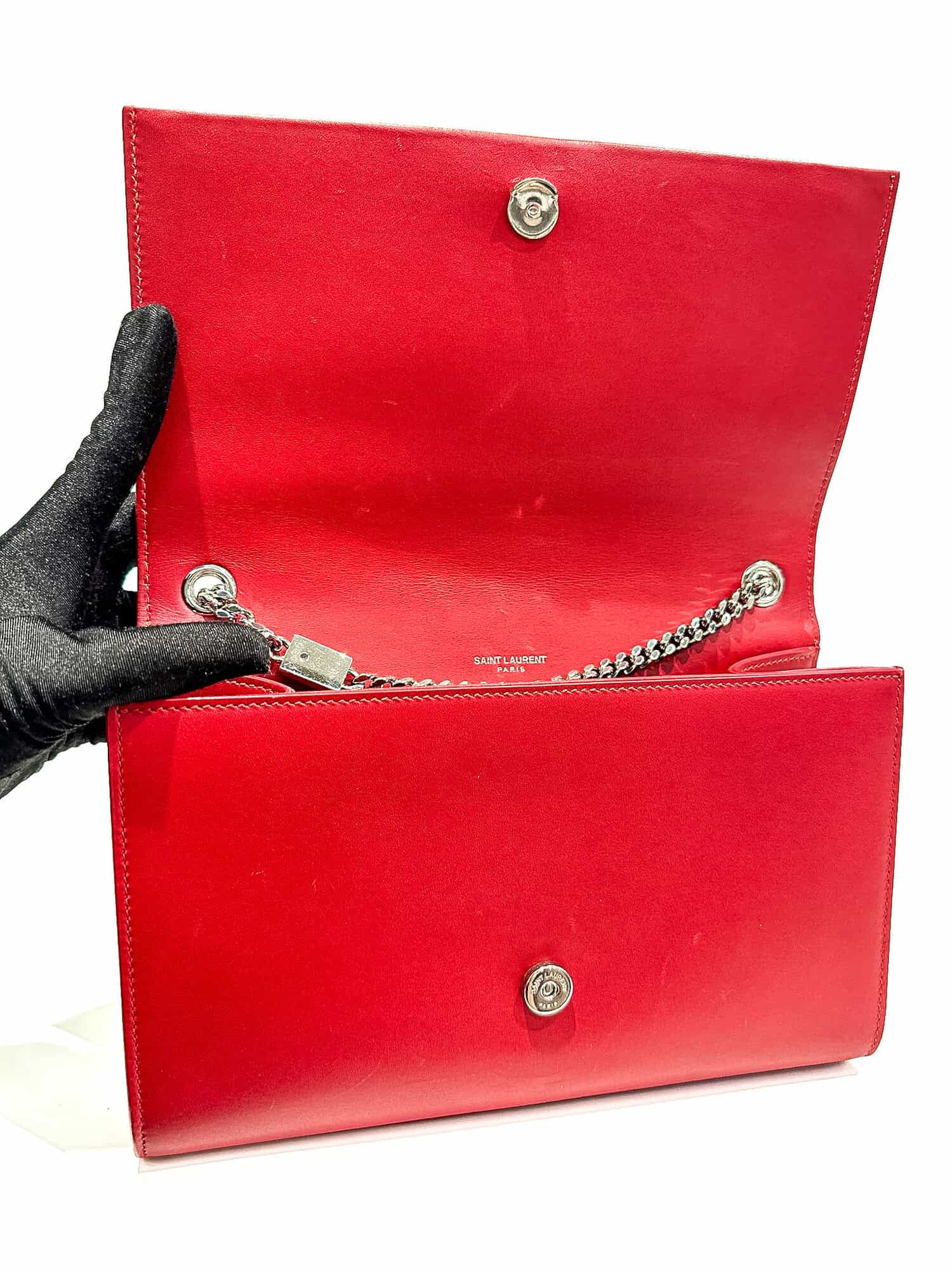 Saint Laurent Red Pompom Kate leather handbag - Image 13