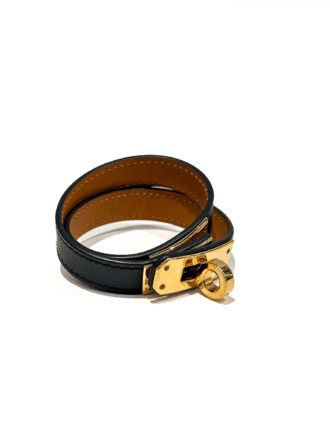 Hermès Black Kelly Double Tour Bracelet