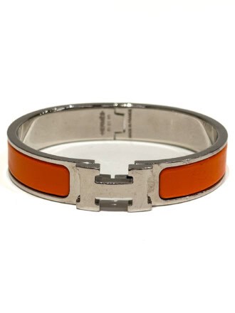 Hermès Orange Clic H Enamel Bracelet