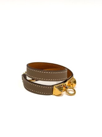 Hermes Taupe Kelly Rivale Leather Bracelet