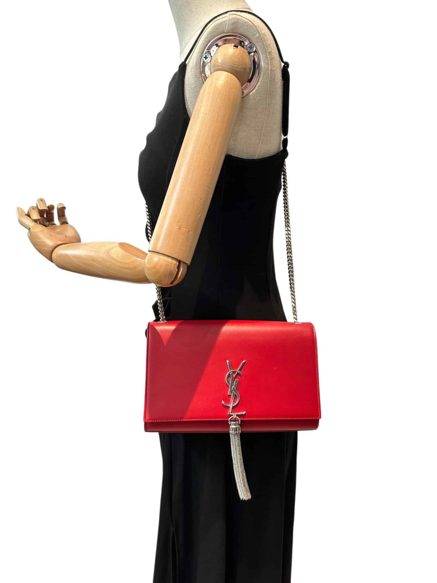 Saint Laurent Red Pompom Kate leather handbag - Image 17