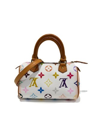 Louis Vuitton White Murakami Nano Speedy Canvas Handbag