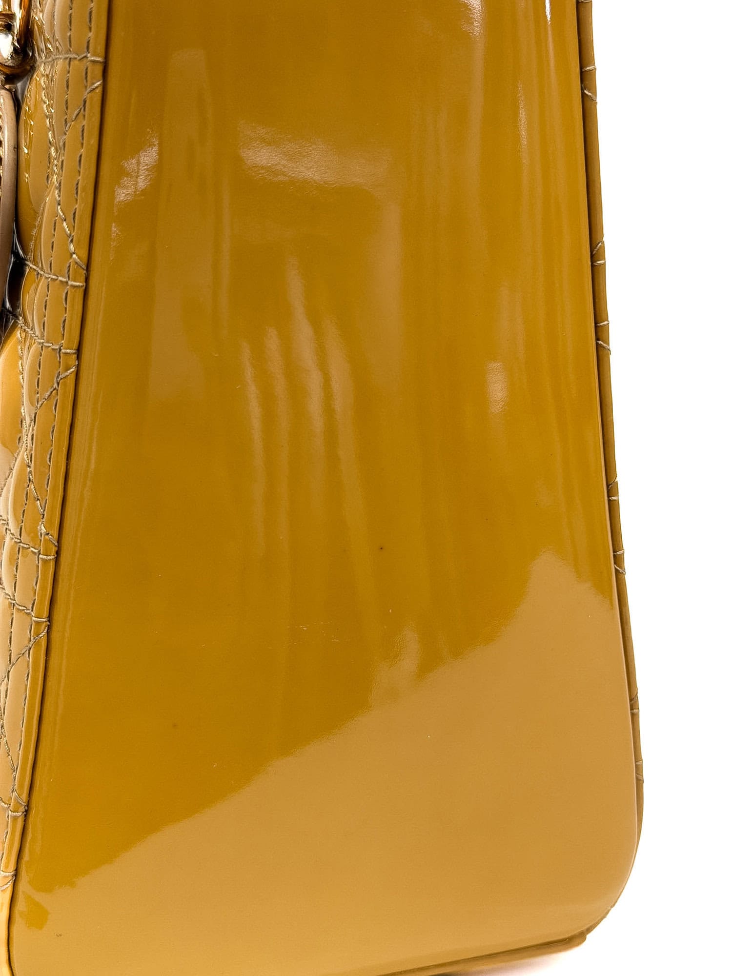 Dior Mustard Yellow Lady Dior Patent Leather Handbag - Image 4