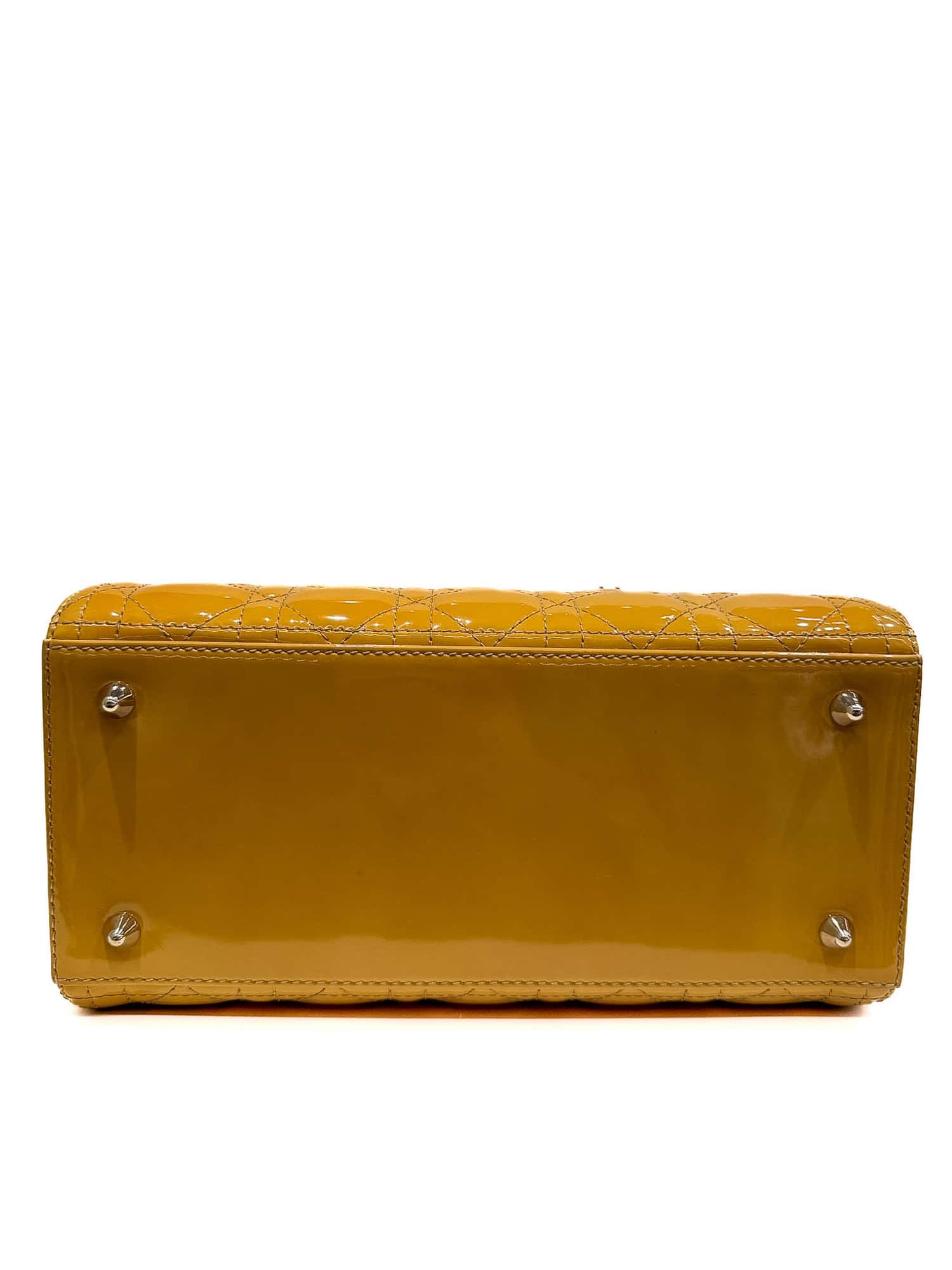Dior Mustard Yellow Lady Dior Patent Leather Handbag - Image 11