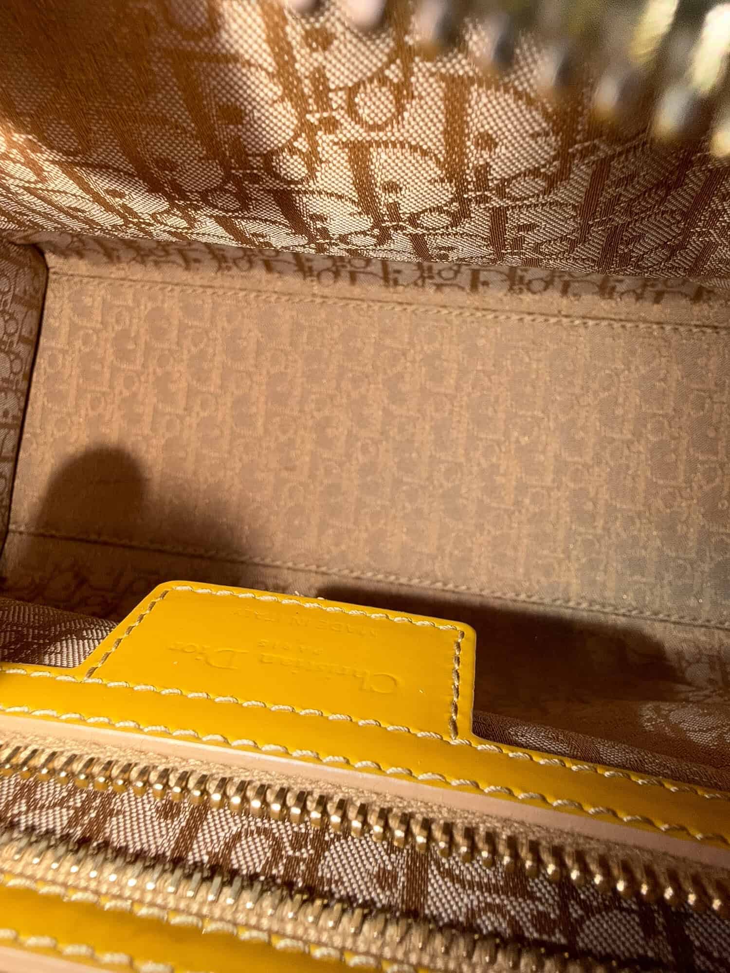 Dior Mustard Yellow Lady Dior Patent Leather Handbag - Image 16