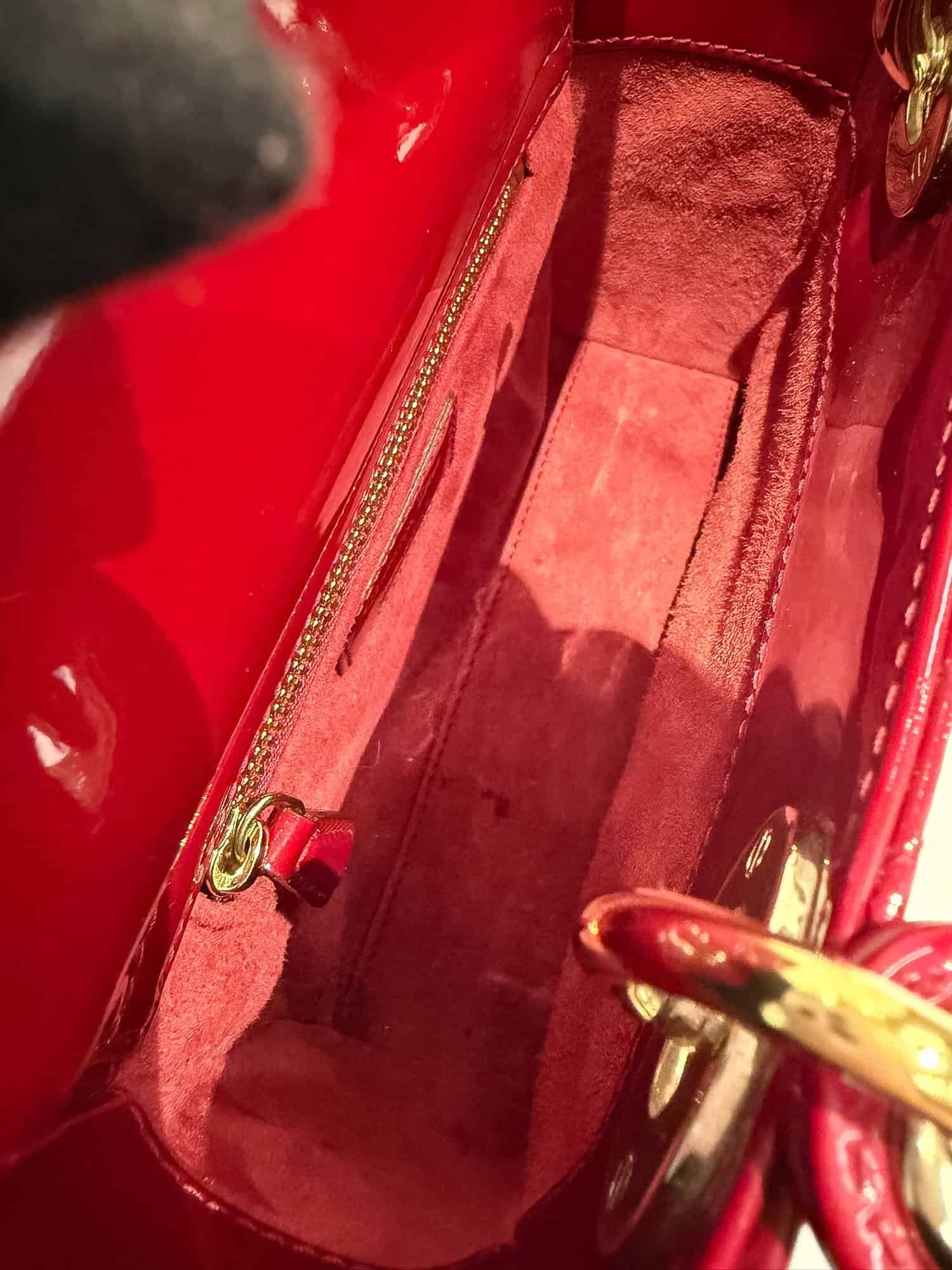 Dior Cherry Red Lady Dior Patent Leather Handbag - Image 17