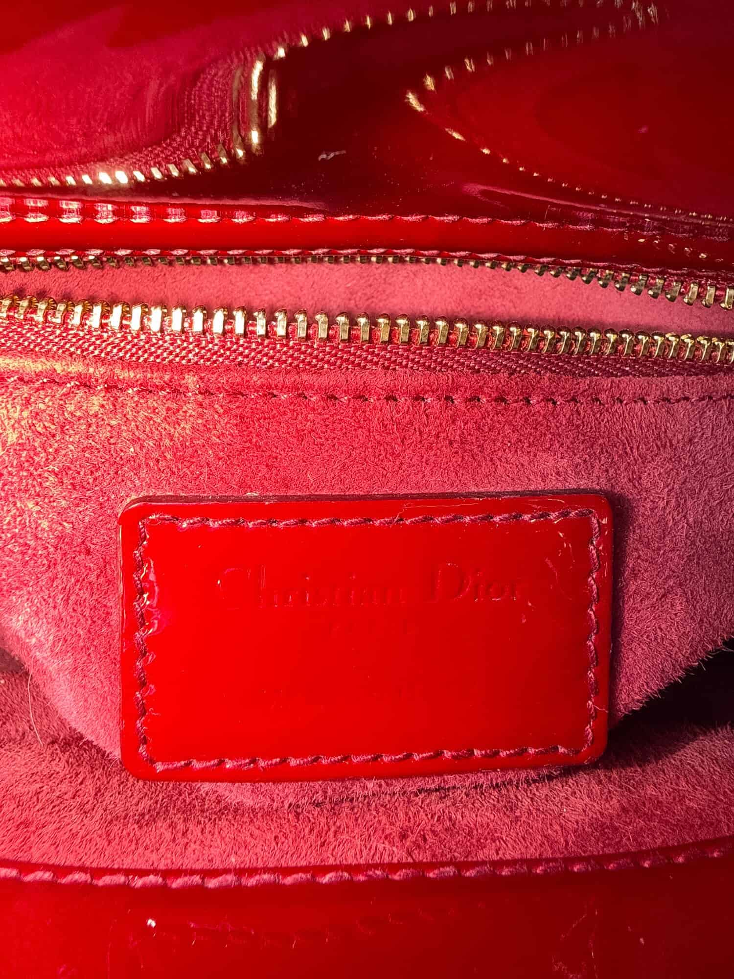 Dior Cherry Red Lady Dior Patent Leather Handbag - Image 18