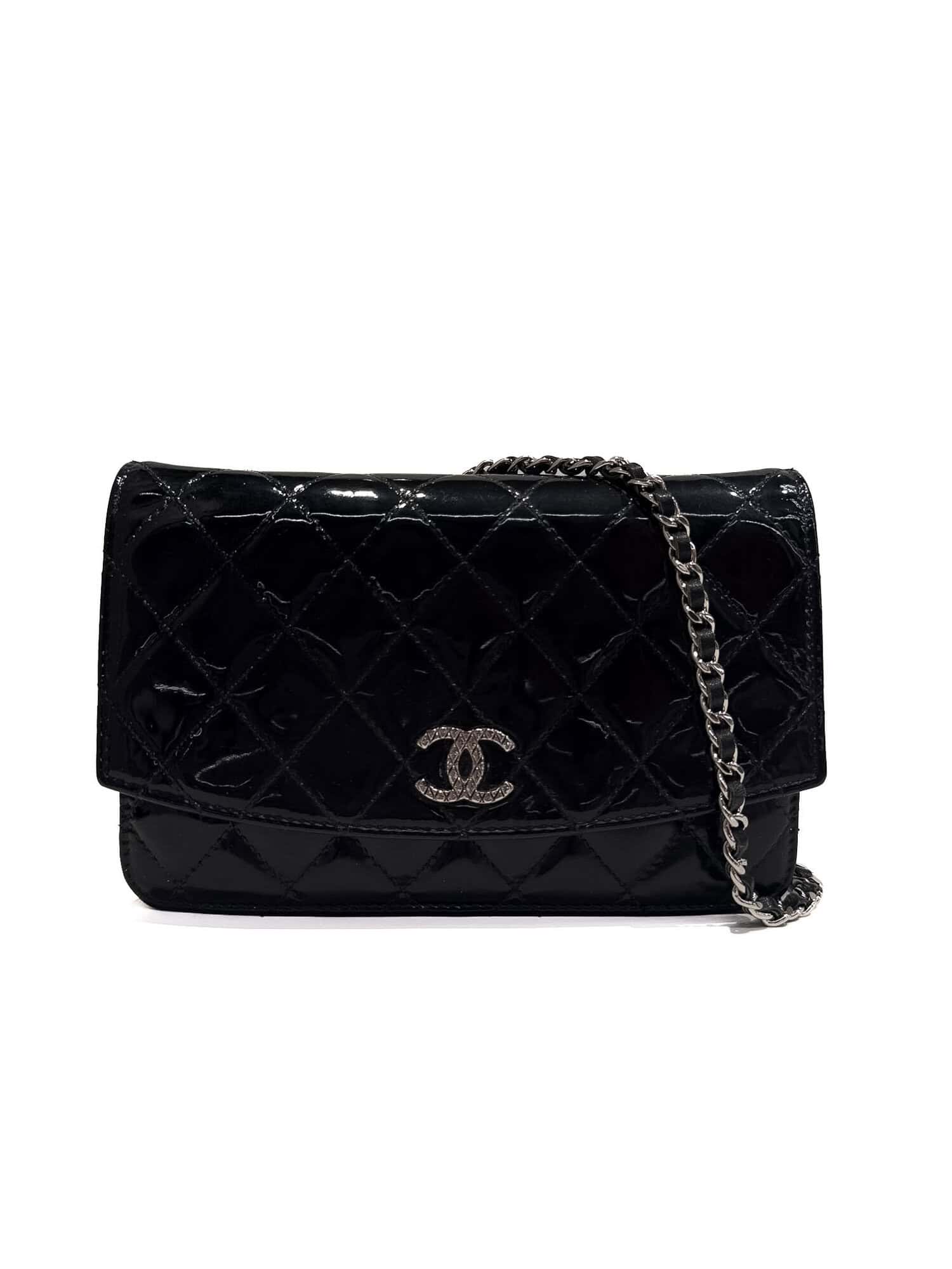Chanel Black CC Wallet On Chain Patent leather handbag