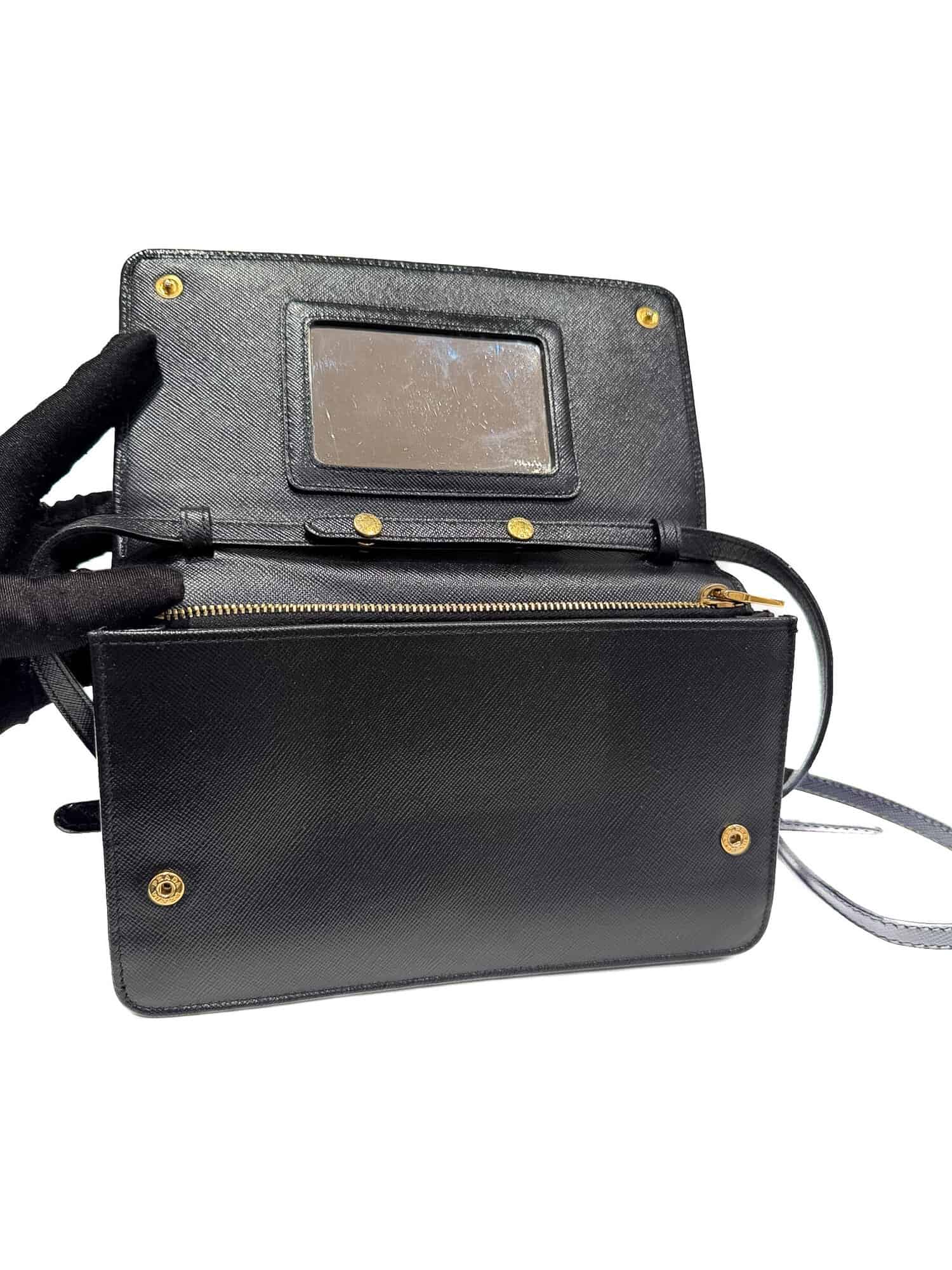 Prada Black Saffiano Leather Crossbody Bag - Image 12