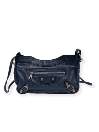 Balenciaga Navy Blue Hip City Leather Bag