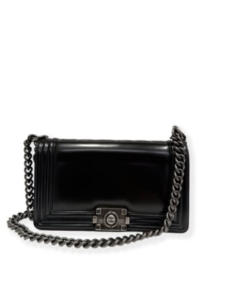Chanel Black Le Boy Leather Handbag Medium Size
