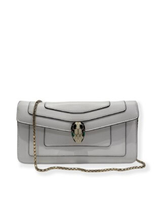 Bvlgari White Serpenti Leather Handbag