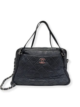 Chanel Blue Relax CC Vintage Leather Handbag