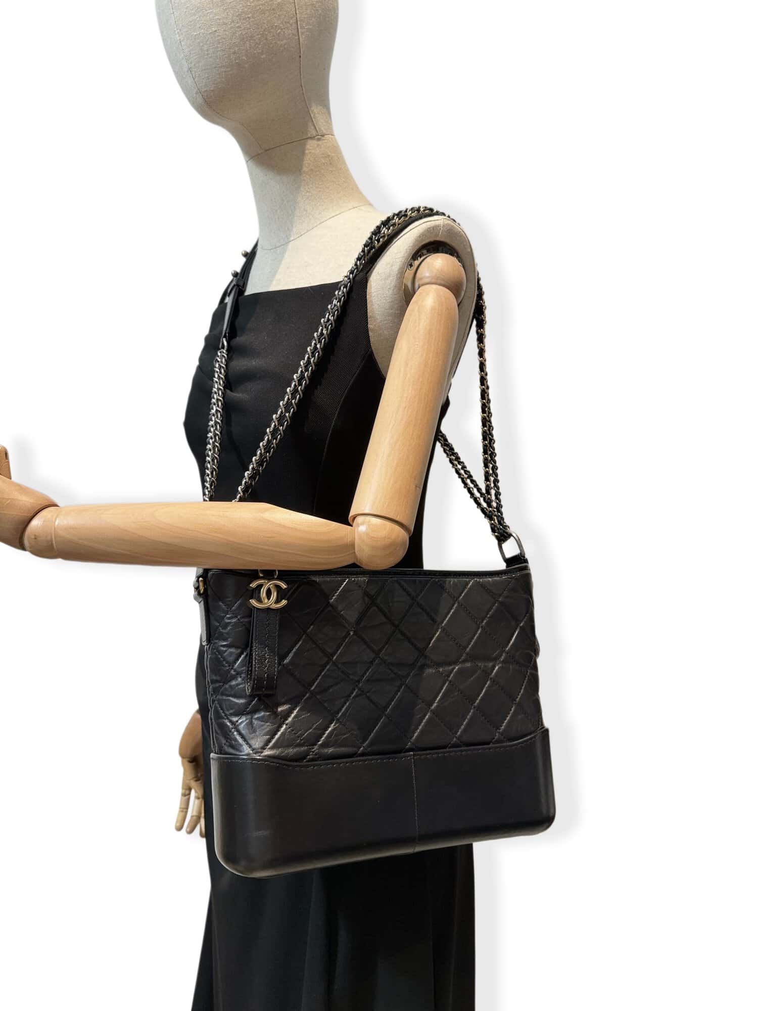 Chanel Black Gabrielle Leather Handbag Medium Size - Image 12