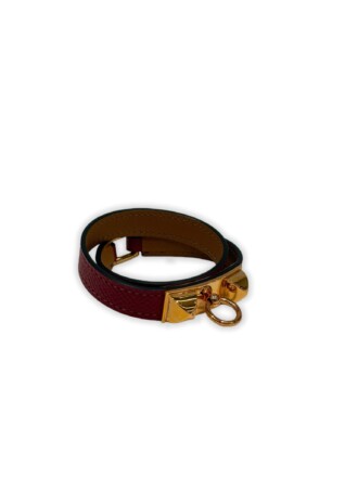 Hermès Burgundy Rivale Leather Bracelet