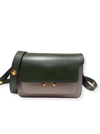 Marni Green Beige Trunk Leather Handbag
