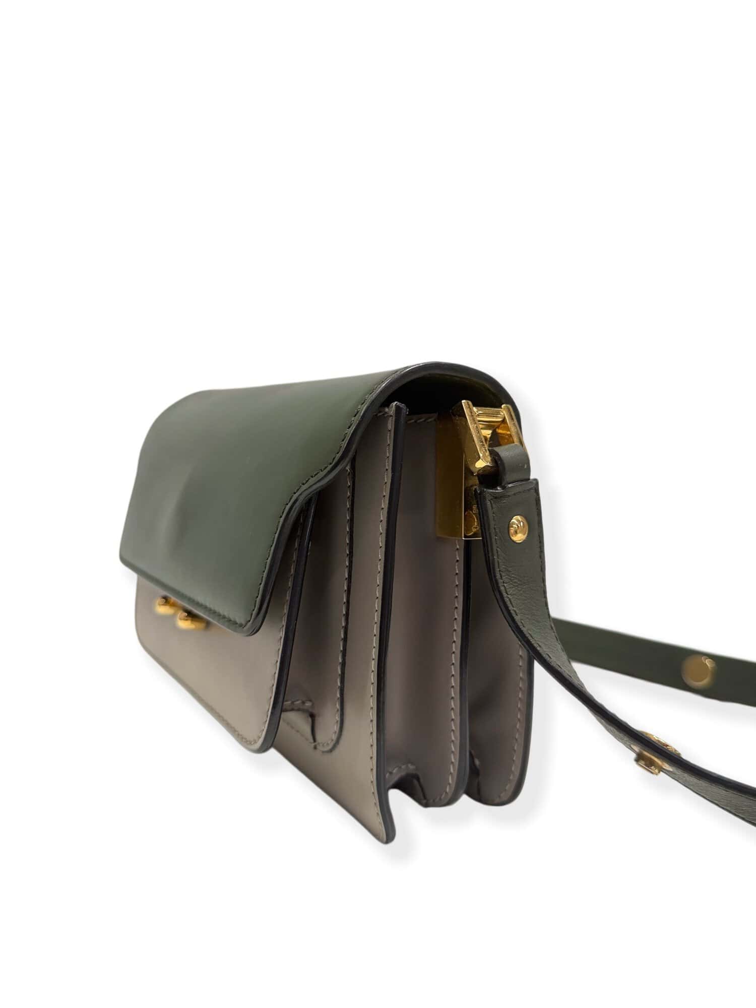 Marni Green Beige Trunk Leather Handbag - Image 2