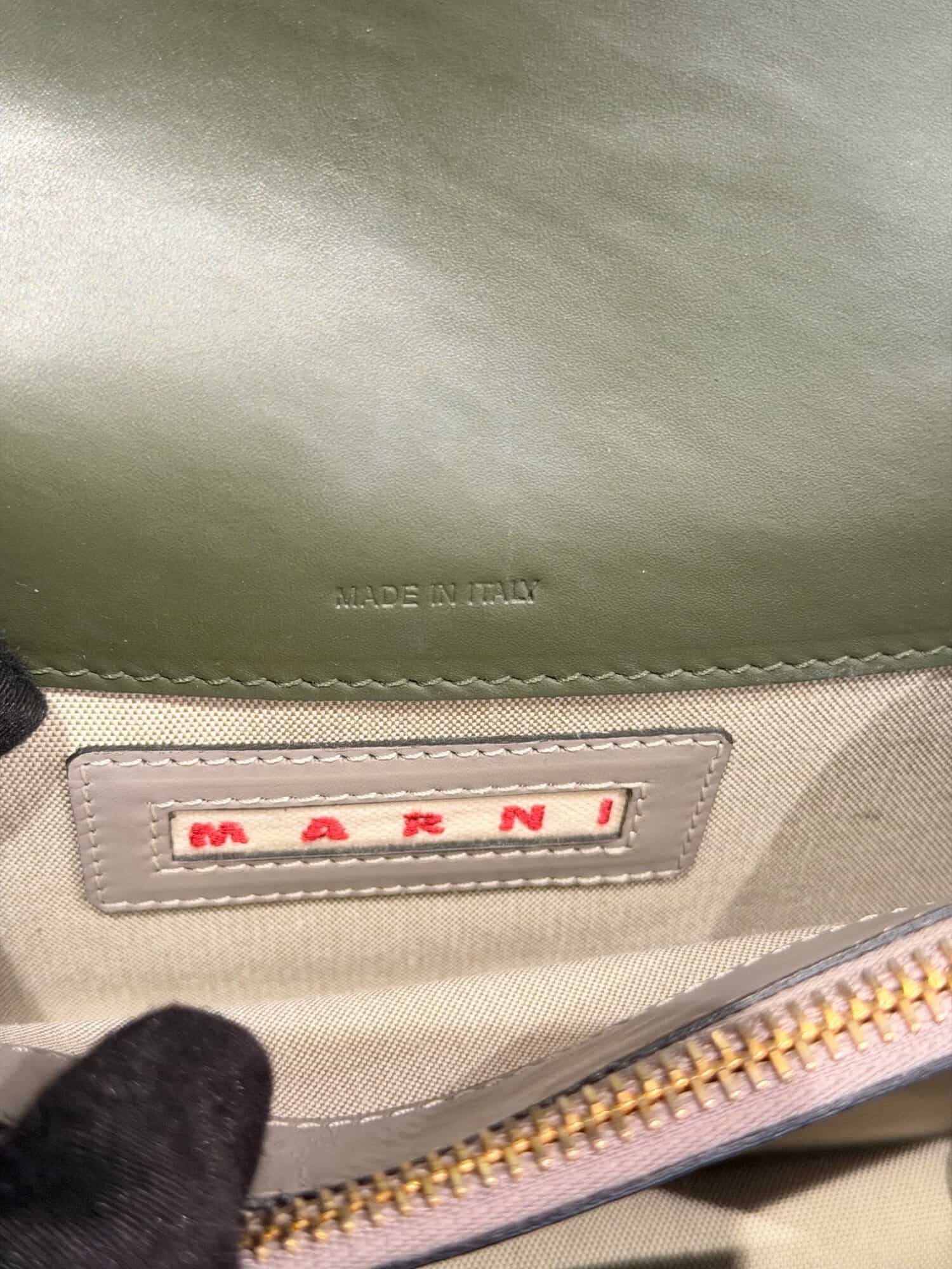 Marni Green Beige Trunk Leather Handbag - Image 14
