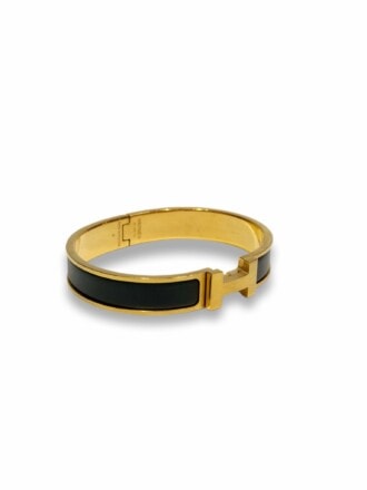 Hermès Green Gold Clic H Enamel Bracelet