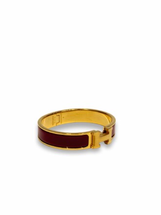 Hermès Burgundy Gold Clic H Enamel Bracelet
