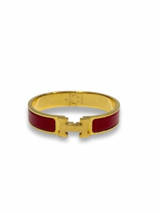Hermès Red Gold Clic H Enamel Bracelet