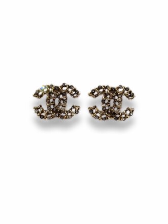 Chanel CC Logo Crystal Earrings