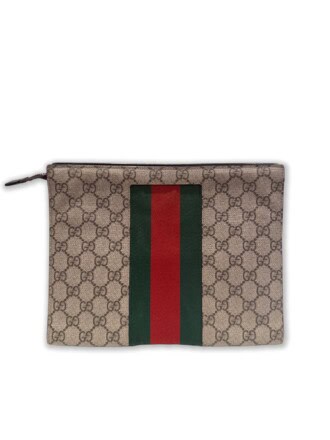 Gucci Beige Ophidia GG Canvas Clutch