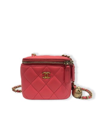 Chanel Pink Golden Ball Mini Vanity Leather Bag