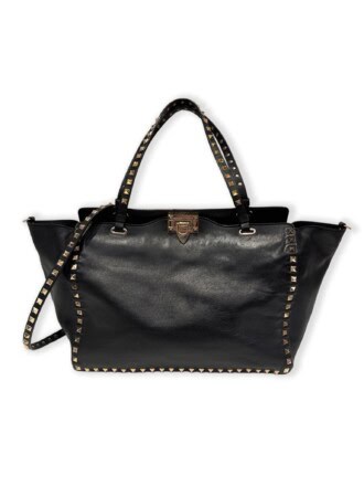 Valentino Garavani Black Rockstud Leather Bag