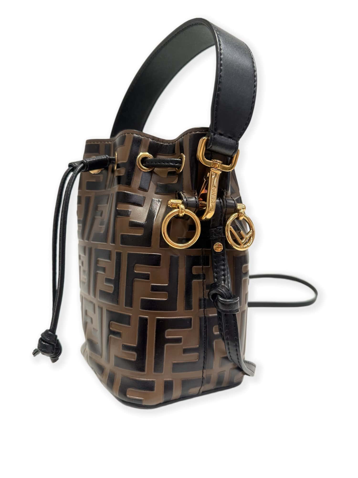 Fendi Brown Mon Trésor Leather Mini Bucket Bag - Image 2