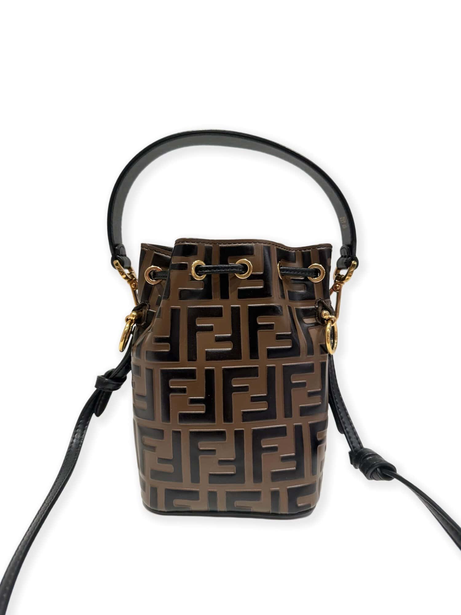 Fendi Brown Mon Trésor Leather Mini Bucket Bag - Image 3