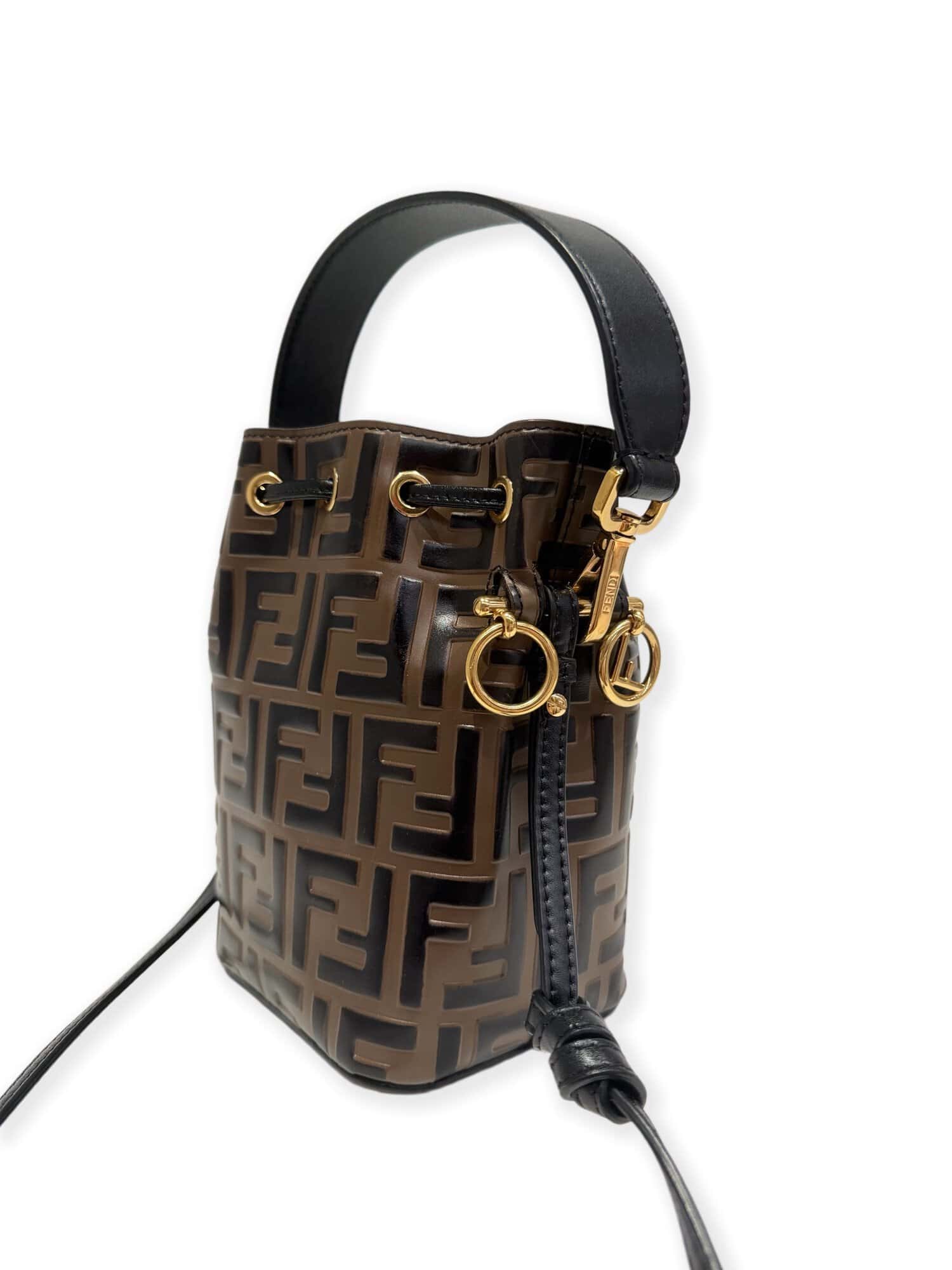Fendi Brown Mon Trésor Leather Mini Bucket Bag - Image 4