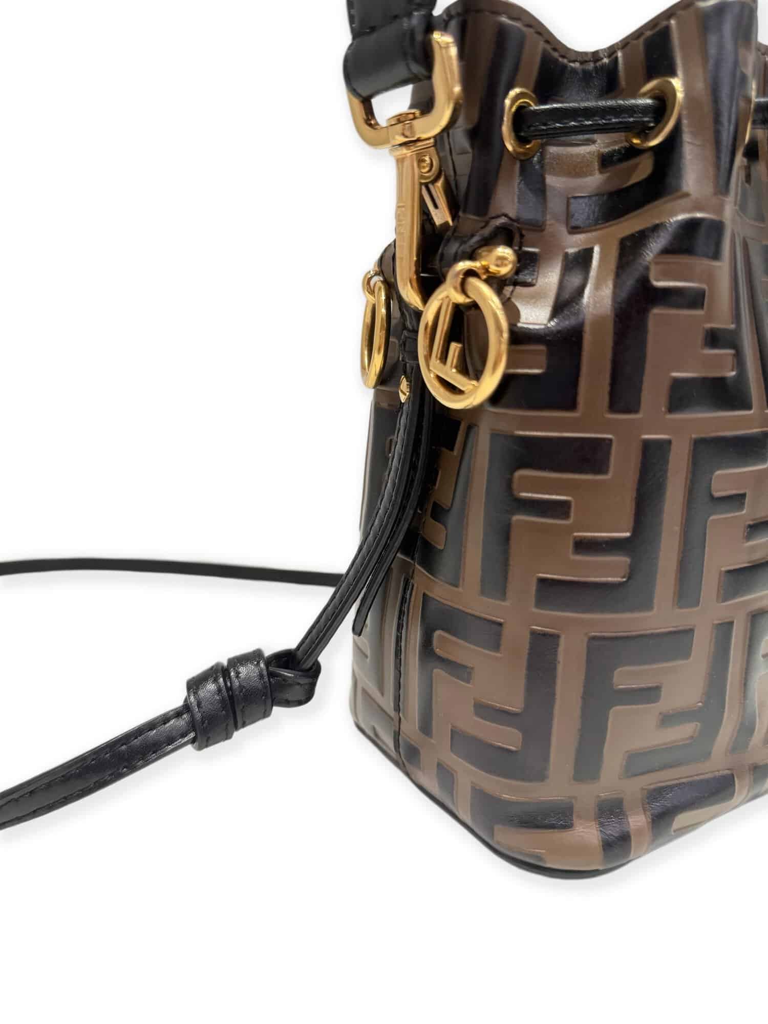 Fendi Brown Mon Trésor Leather Mini Bucket Bag - Image 5
