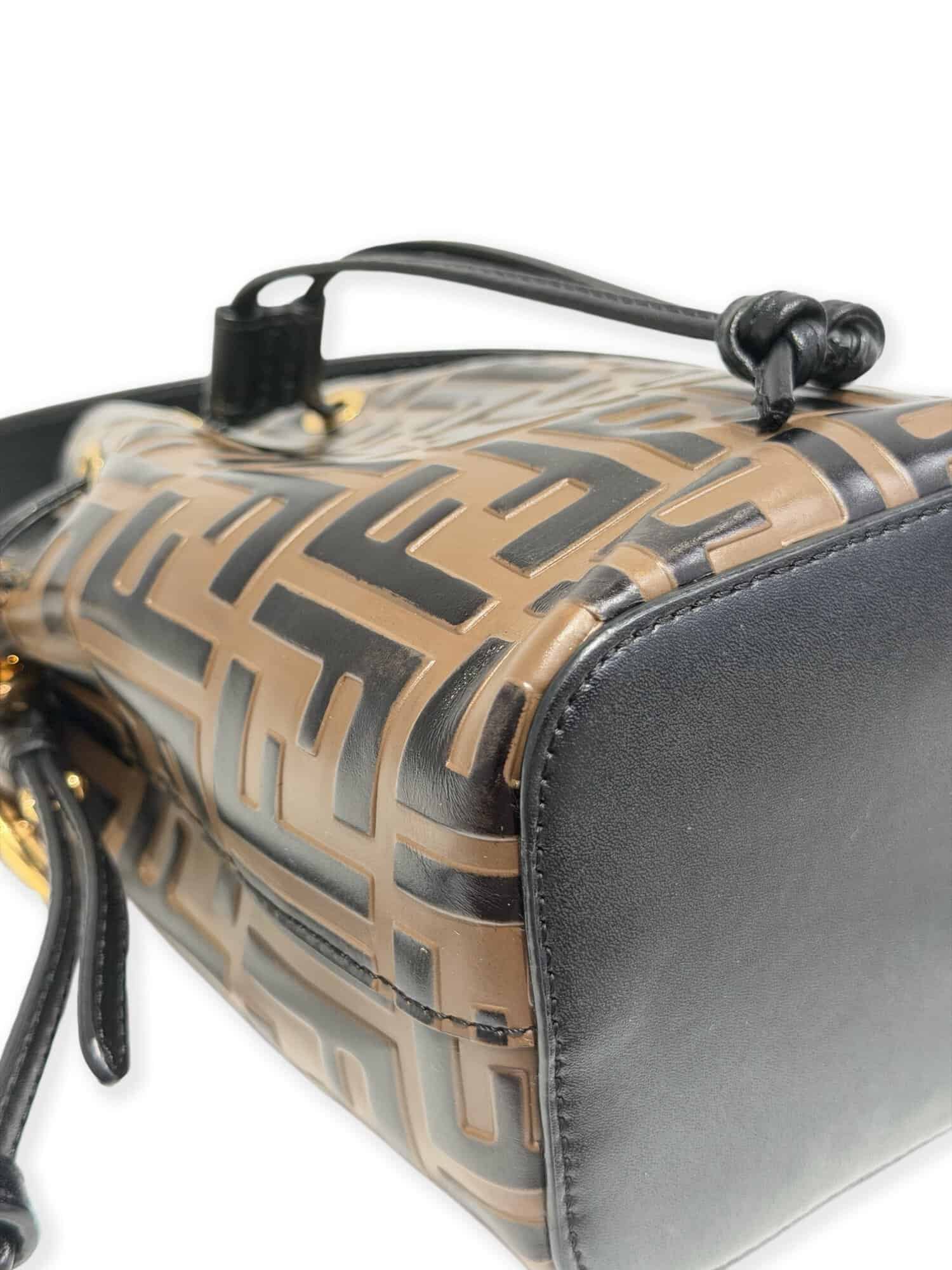 Fendi Brown Mon Trésor Leather Mini Bucket Bag - Image 8
