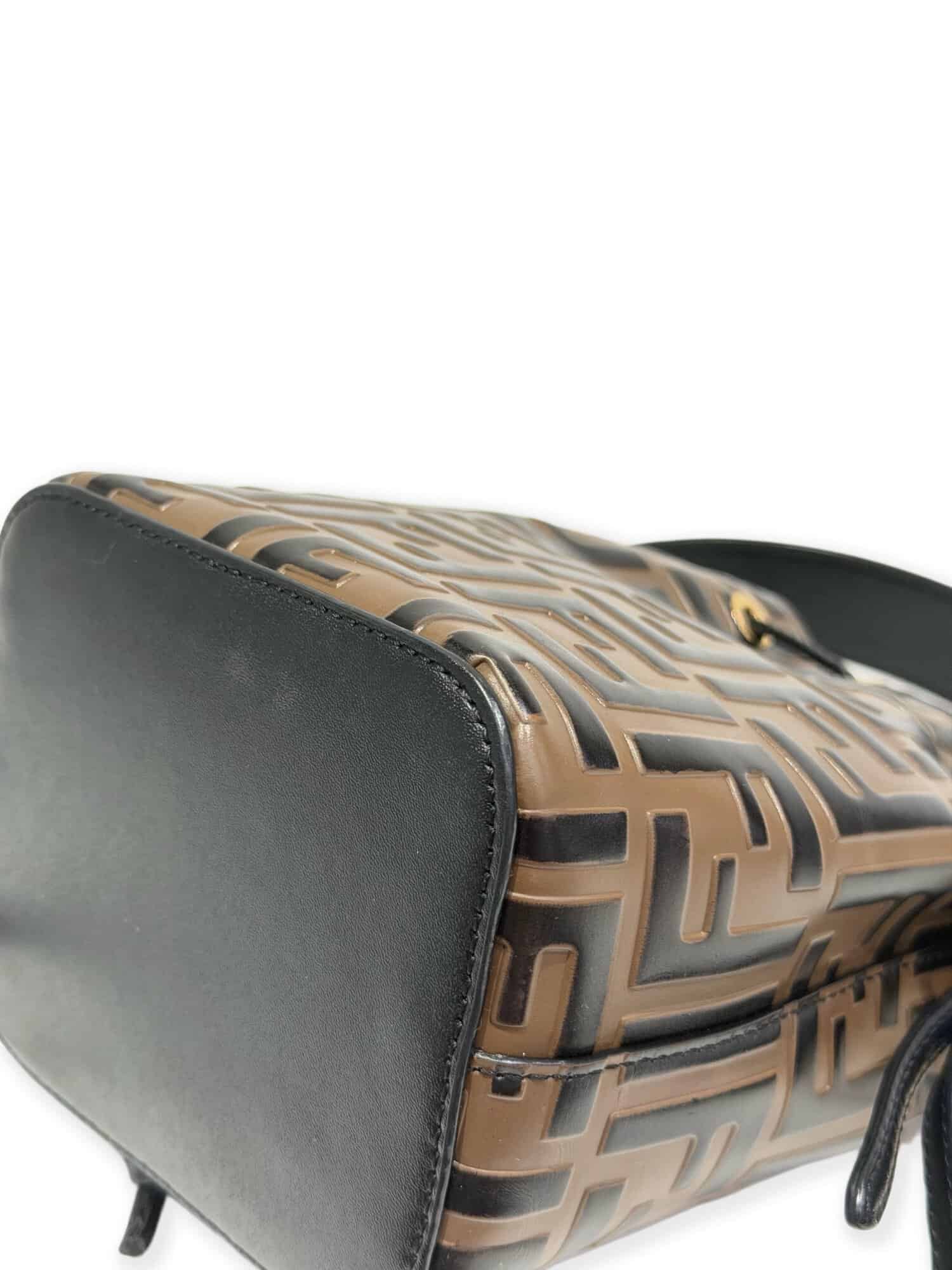 Fendi Brown Mon Trésor Leather Mini Bucket Bag - Image 11