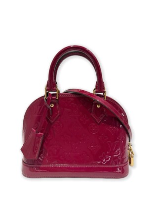 Louis Vuitton Burgundy Alma BB Patent Leather Handbag