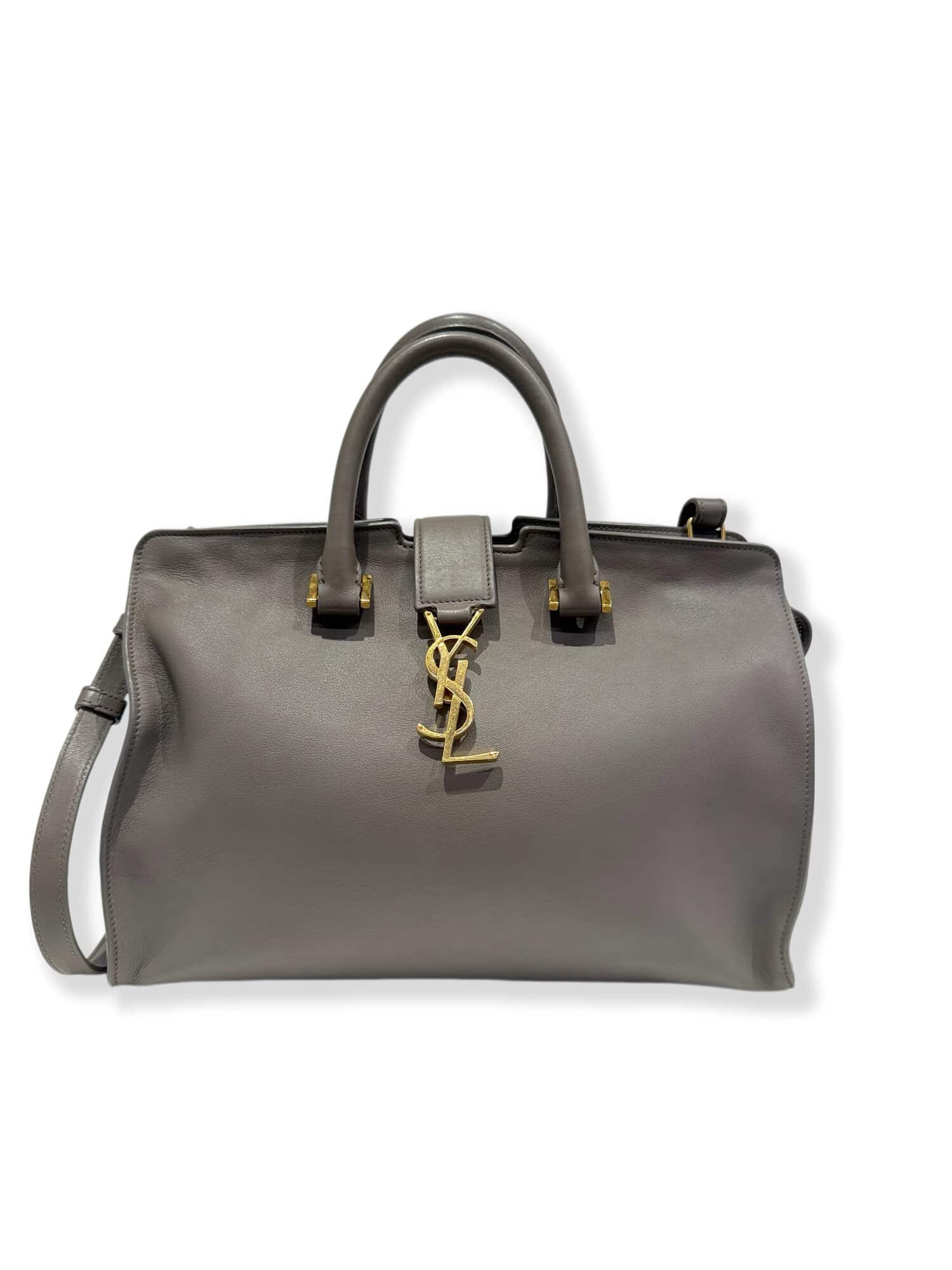 Saint Laurent Grey Monogram Cabas Leather Handbag