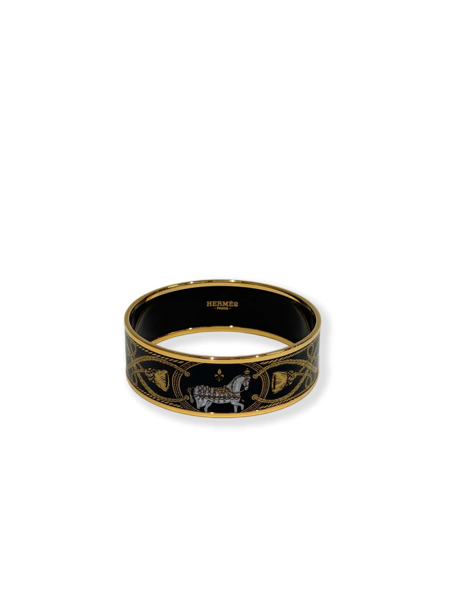 Hermès Black Grand Apparat Enamel Bracelet GM