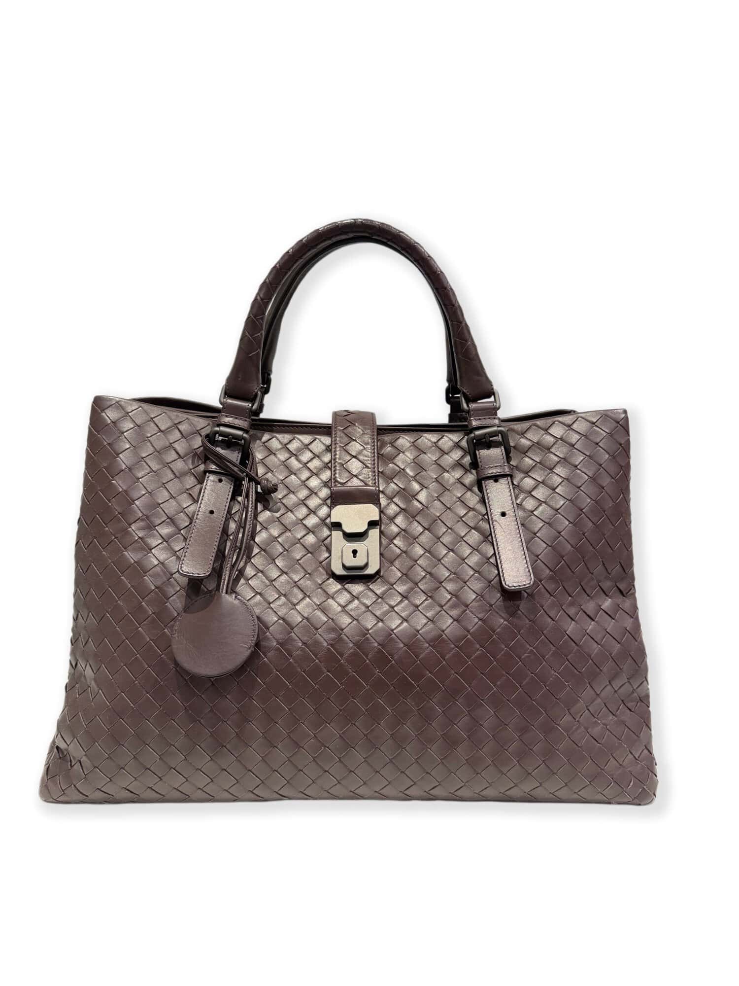 Bottega Veneta Brown Roma Leather Handbag Large Size